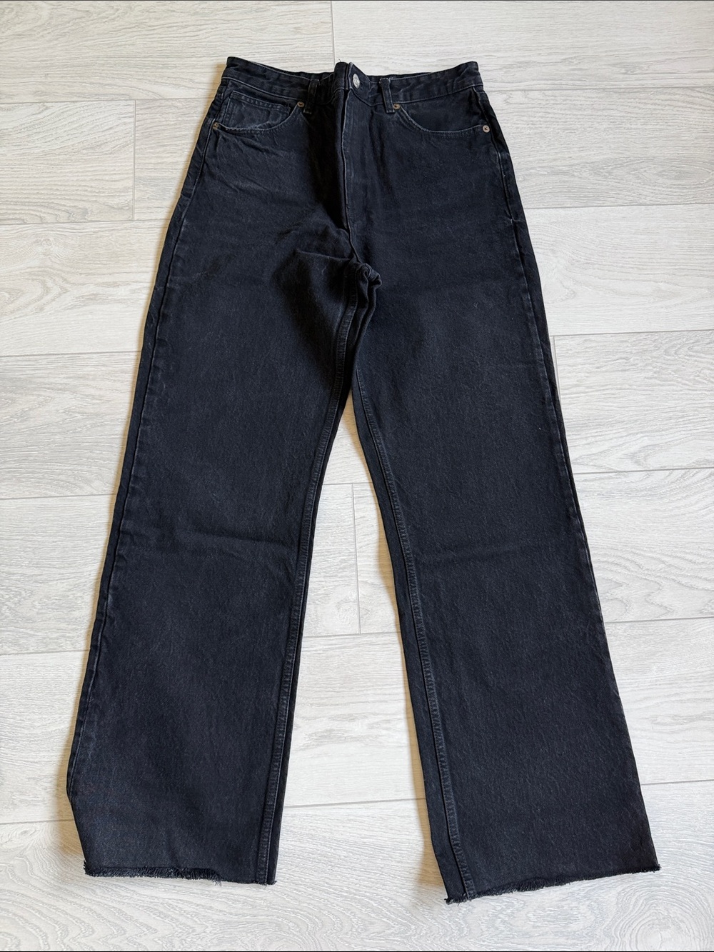 Zara Black Wide Leg Flare Jeans